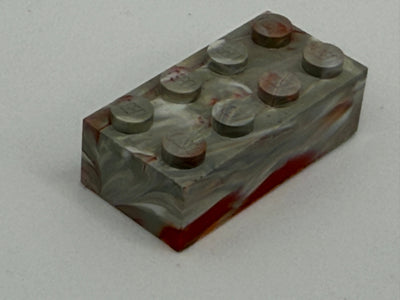 Light Gray w/ Red & White Marbled, 1970's Grangemouth Test 2x4 Brick