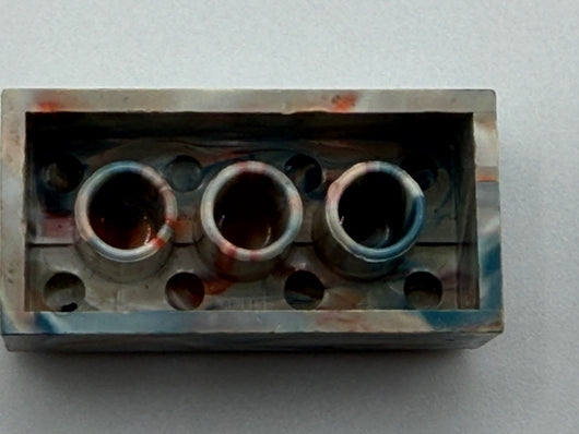 Light Gray w/ Red, White & Blue Marbled, 1970's Grangemouth Test 2x4 Brick