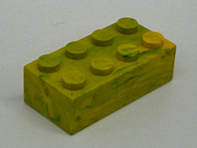 Yellow with Blue Marbled, 1970's Grangemouth Test 2x4 Brick