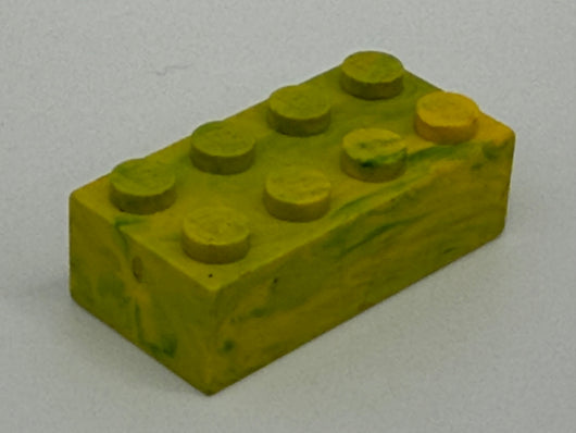 Yellow with Blue Marbled, 1970's Grangemouth Test 2x4 Brick