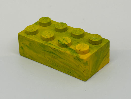 Yellow with Blue Marbled, 1970's Grangemouth Test 2x4 Brick