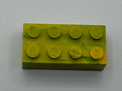 Yellow with Blue Marbled, 1970's Grangemouth Test 2x4 Brick