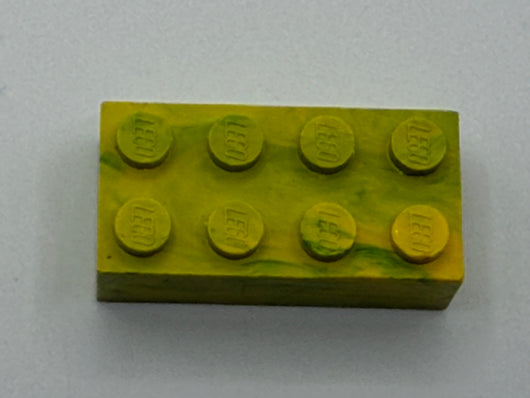 Yellow with Blue Marbled, 1970's Grangemouth Test 2x4 Brick