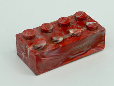 Red, White & Gray Marbled, 1970's Grangemouth Test 2x4 Brick