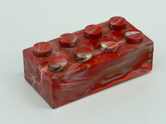 Red, White & Gray Marbled, 1970's Grangemouth Test 2x4 Brick
