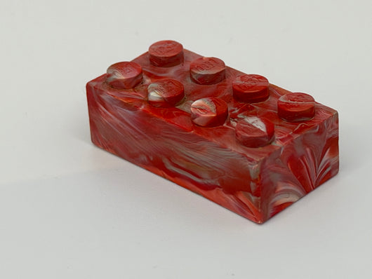 Red, White & Gray Marbled, 1970's Grangemouth Test 2x4 Brick