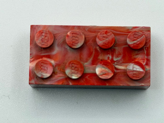 Red, White & Gray Marbled, 1970's Grangemouth Test 2x4 Brick
