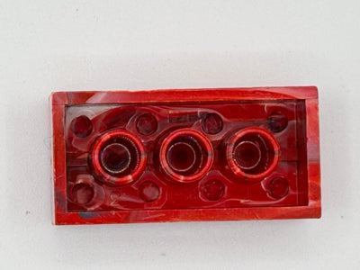 Red w/ White & Blue Marbled, 1970's Grangemouth Test 2x4 Brick