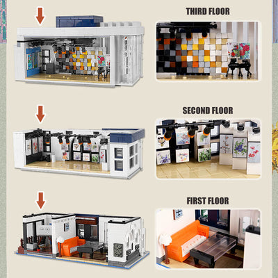 MK 16043 Art Gallery Showcase 3-Layer MOC Building Set | 3,536 PCS