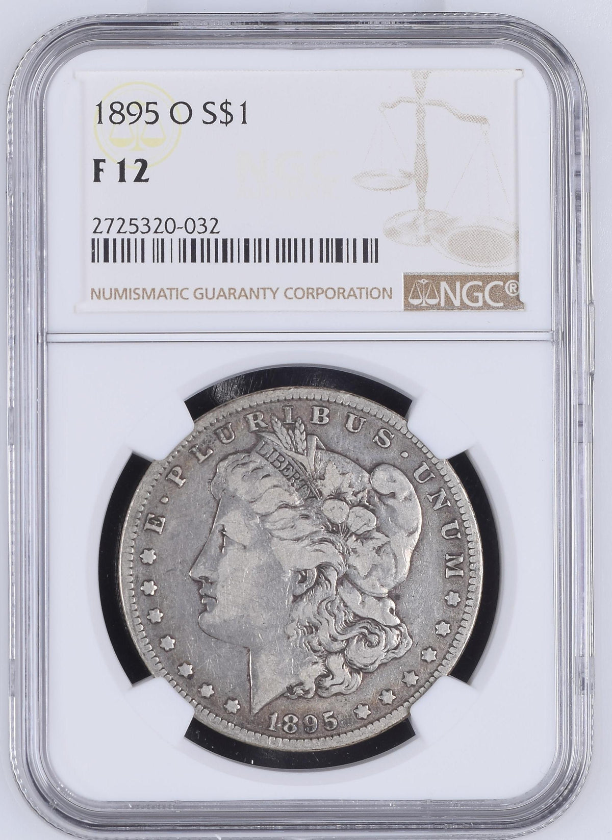 1895-O S$1 Morgan Silver Dollar F12 NGC