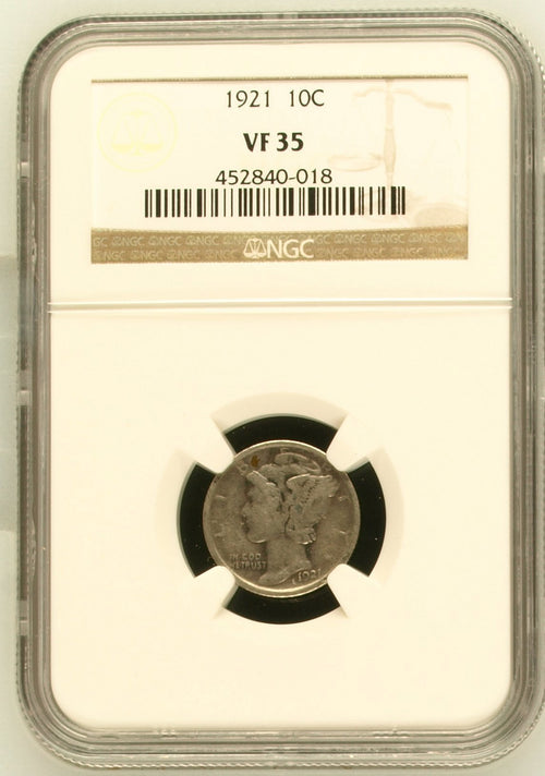 1921 10c Mercury Dime VF35 NGC