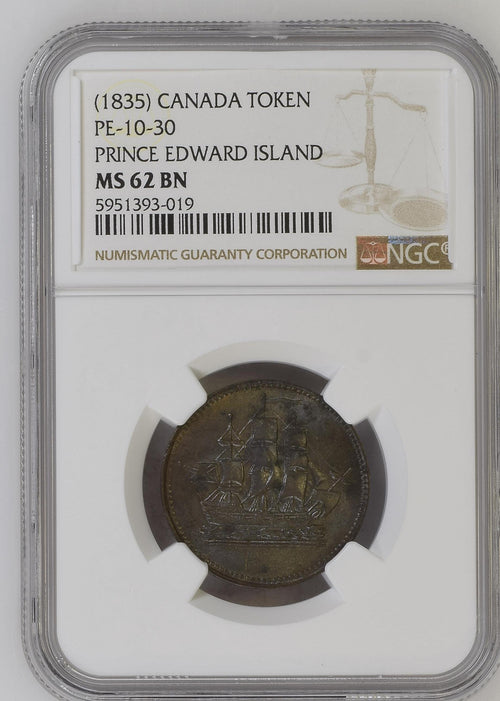1835 Canada PE-10-30 Prince Edward Island MS62 BN NGC
