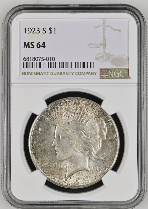 1923-S Peace Dollar MS64 NGC
