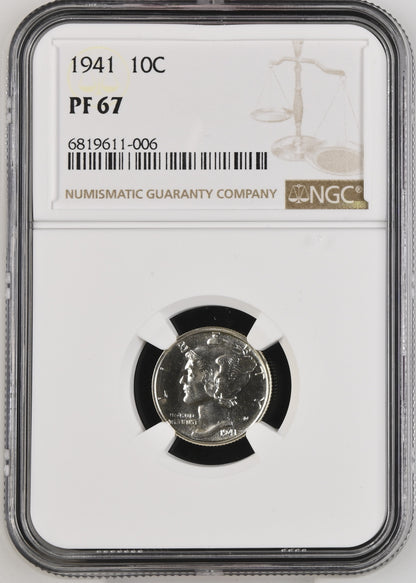 1941 10c Mercury Dime PF 67 NGC