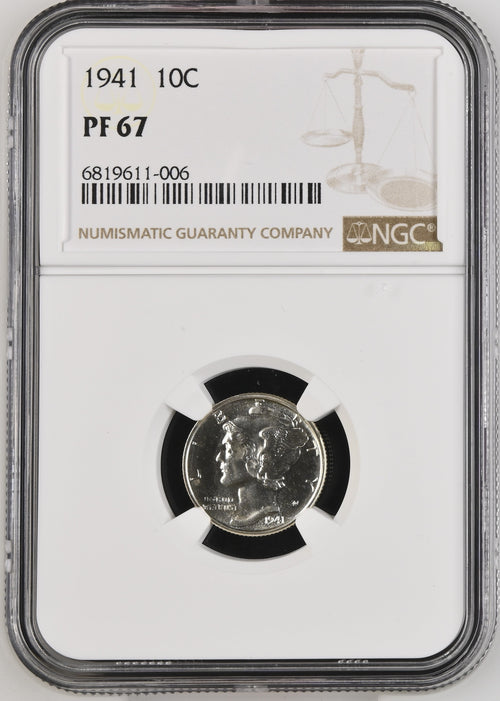 1941 10c Mercury Dime PF 67 NGC