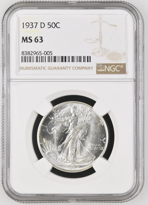 1937-D 50C Walking Liberty Half Dollar - MS63 NGC