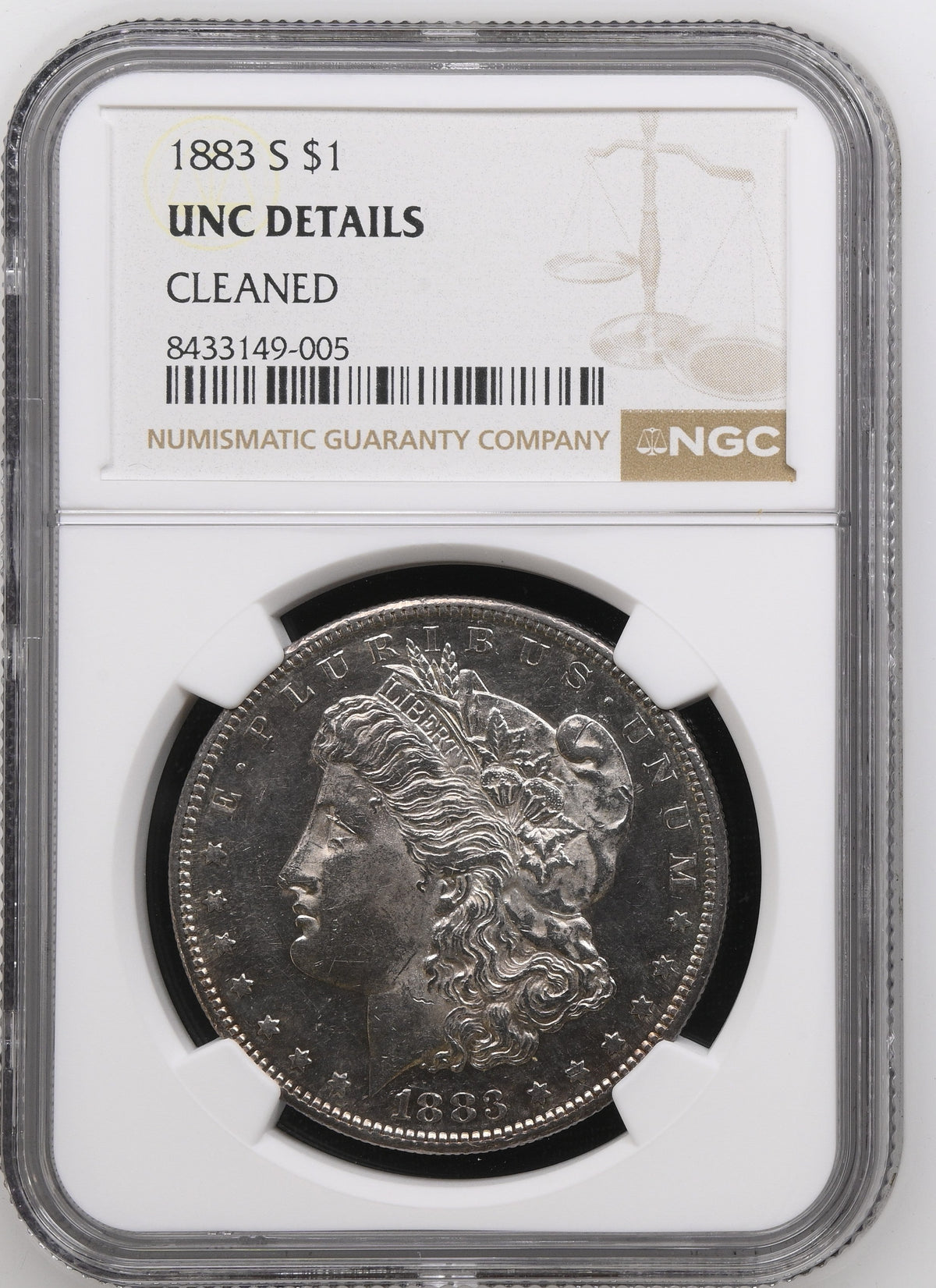 1883-S $1 UNC Details Cleaned Morgan Dollar NGC