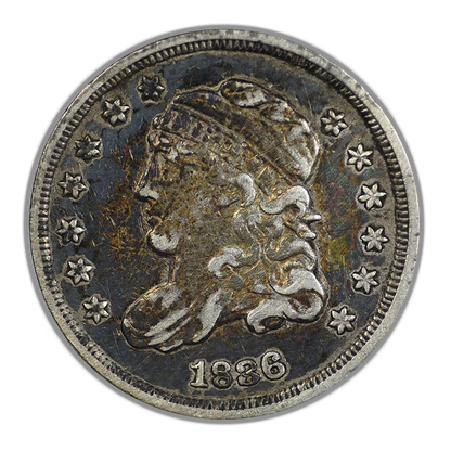 1836 Capped Bust Half Dime H10C Raw VF Very Fine Large 5C - TONED!