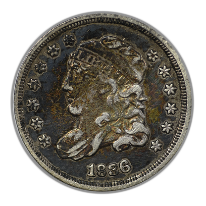 1836 Capped Bust Half Dime H10C Raw VF Very Fine Large 5C - TONED!