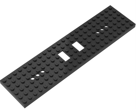 Train Base 6 x 24 with Rectangle Cutouts and 3 Round Holes Each End, Part# 6584a