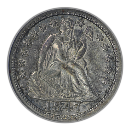 1847 Liberty Seated Dime 10C ANACS Soapbox AU55