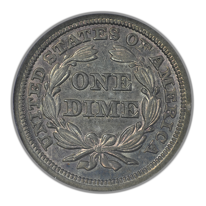 1847 Liberty Seated Dime 10C ANACS Soapbox AU55
