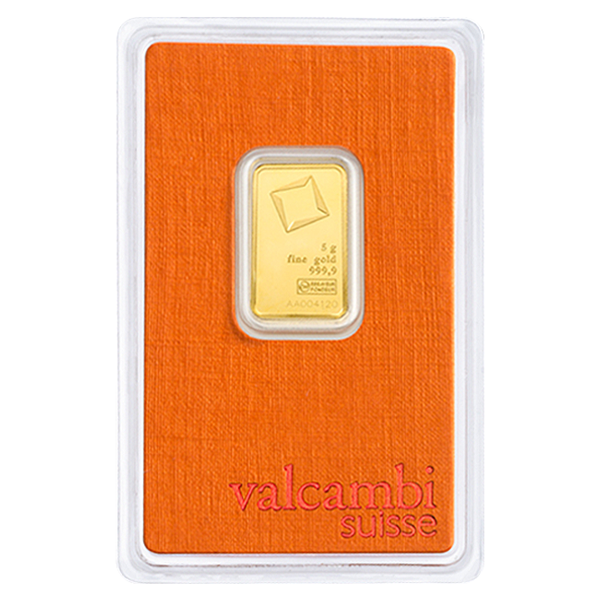 5 Gram Valcambi Gold Bar New w/ Assay