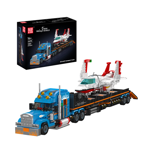 MK 24090 Aircraft Transport Truck with Flatbed Trailer Building Set | 1,468 Pcs
