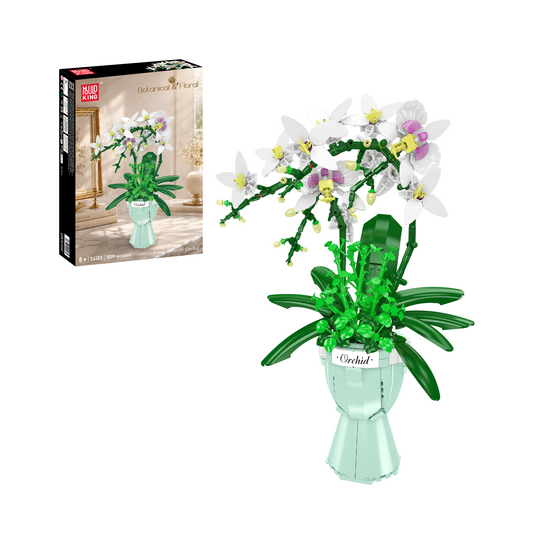 MK 24123 White Butterfly Orchid Flower Building Set | 1,019 Pcs