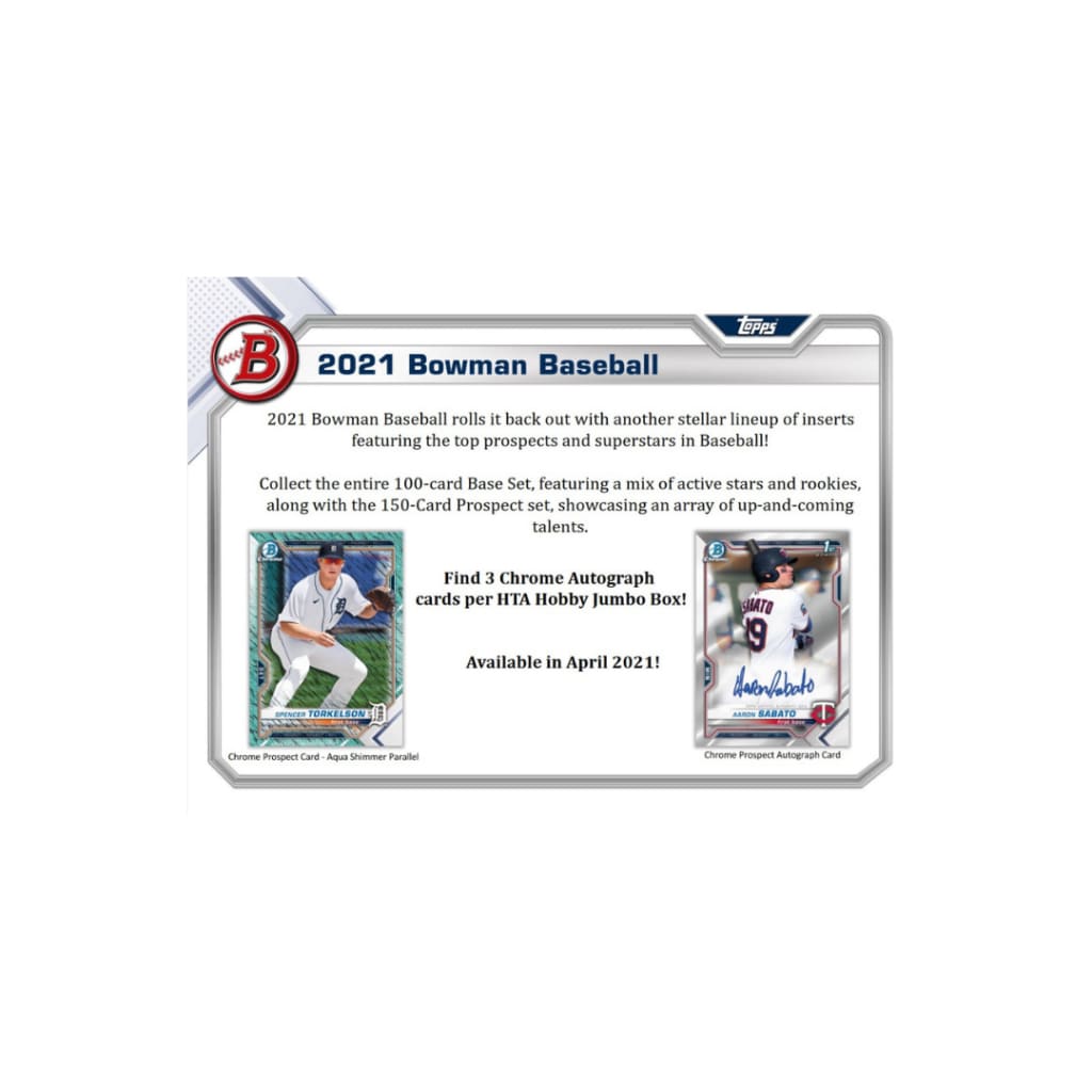 2021 Topps Bowman Chrome Baseball Jumbo Box